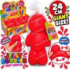 Giant Jelly Buddies 24cm – Super Squeezy & Stretchy Fruit Scented Sensory Toy