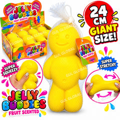 Giant Jelly Buddies 24cm – Super Squeezy & Stretchy Fruit Scented Sensory Toy