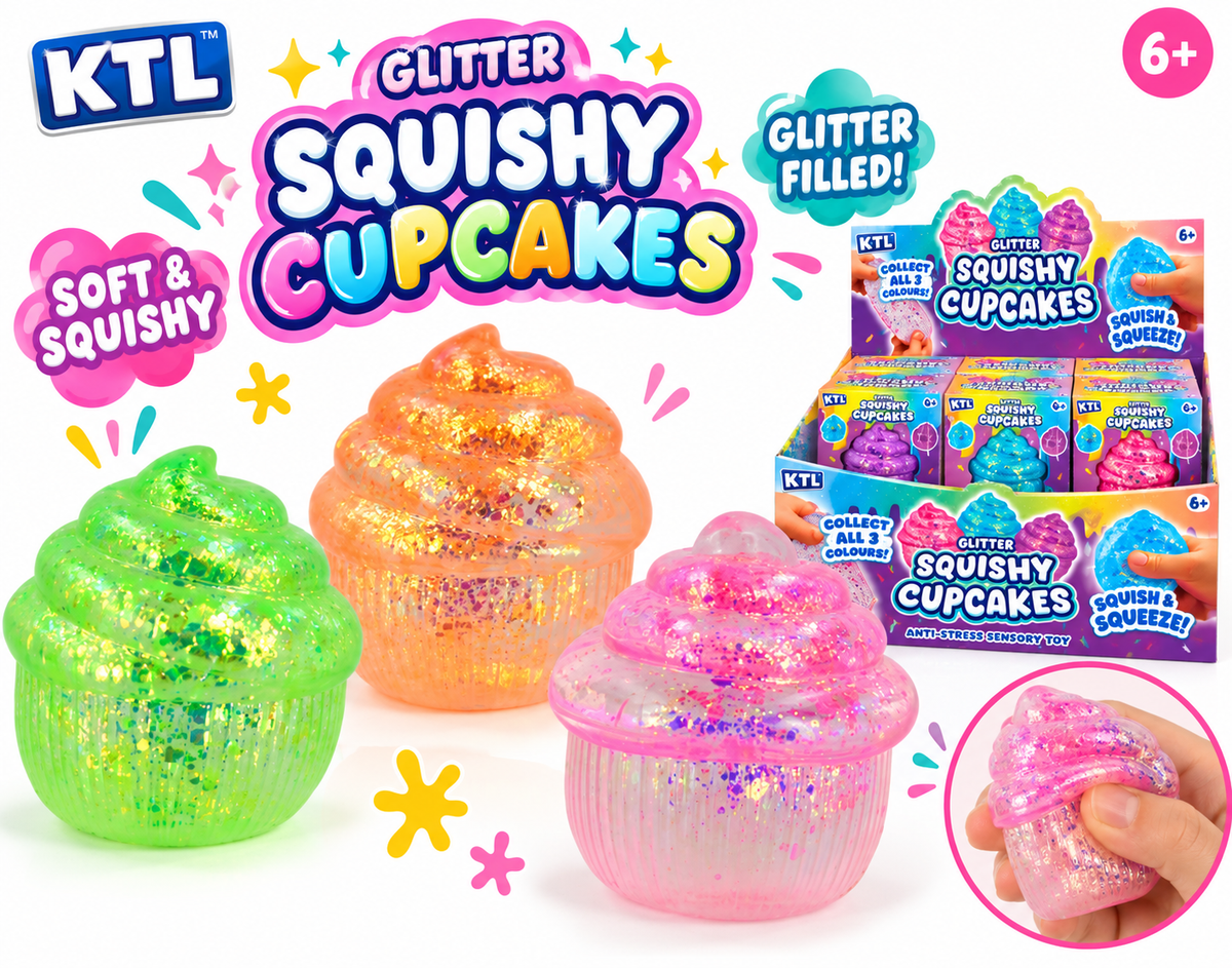 KTL Glitter Gel Squishy Cupcake – Sensory Stress Relief Toy