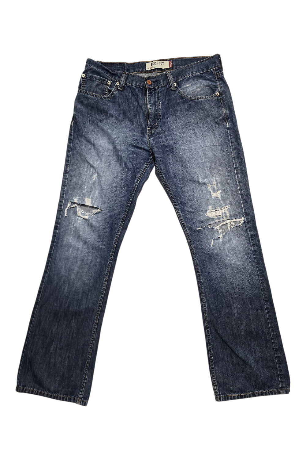 Vintage Levi’s 527 Bootcut Jeans W34 L32 – Distressed Blue Denim – Made in Egypt