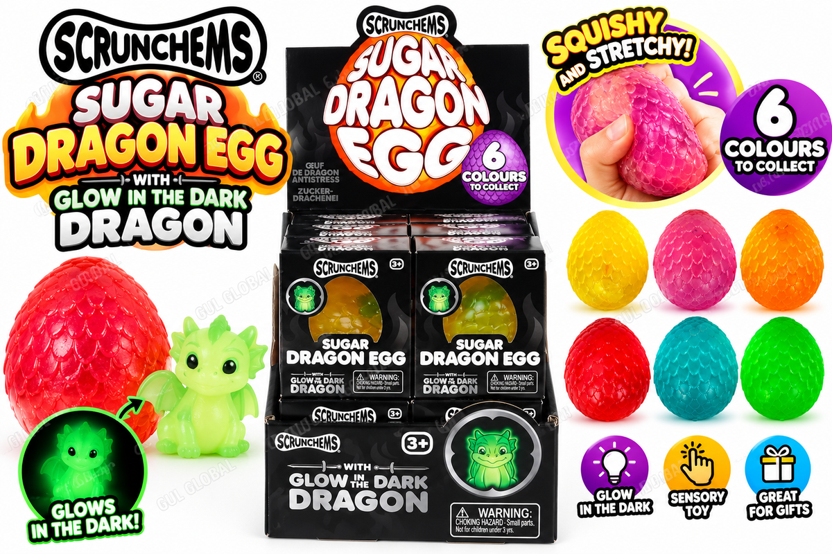 Scrunchems Sugar Dragon Egg – Glow in the Dark Squishy Dragon | 6 Colours