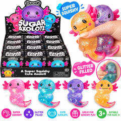 Scrunchems Sugar Axolotl – Super Squishy Glitter Sensory Toy